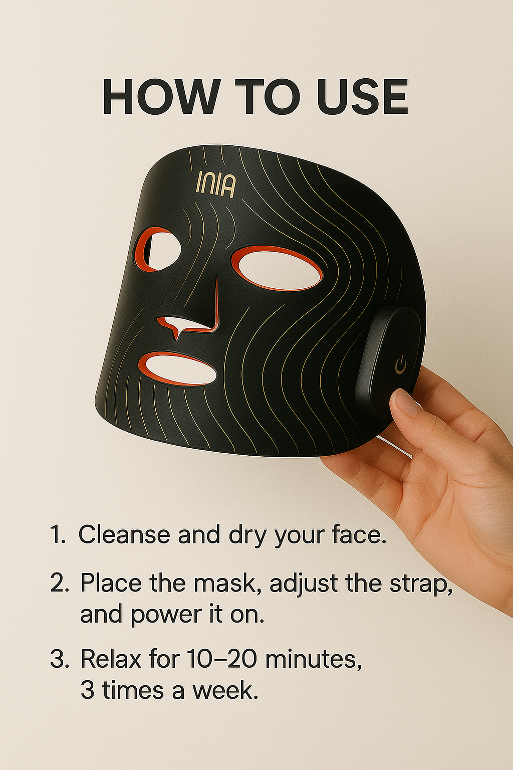 INIA GLOW Wireless LED Face Mask